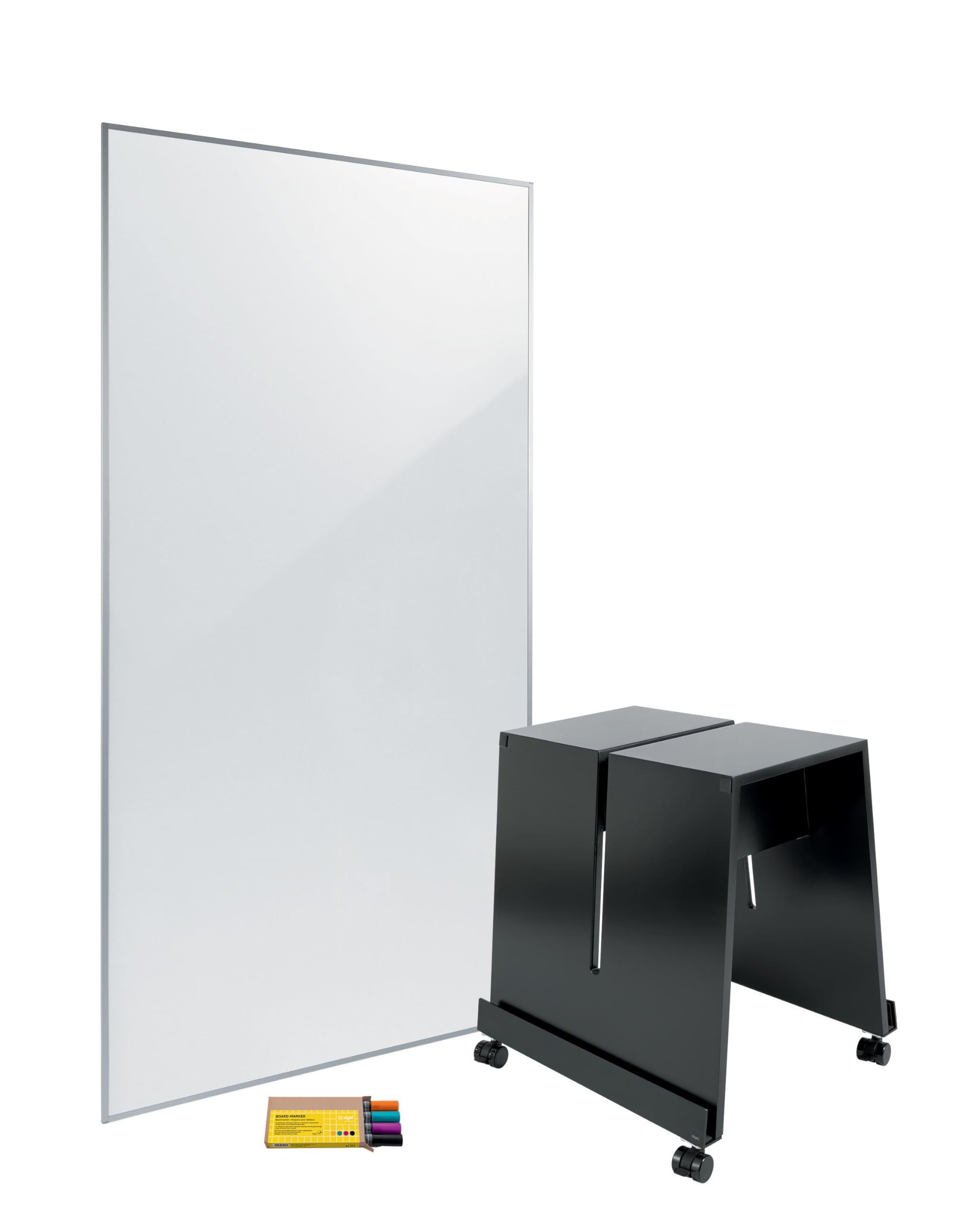 SIGEL MUB04 Tableau blanc portable (90 x 180 cm), support, Meet up Set pour méthode agile