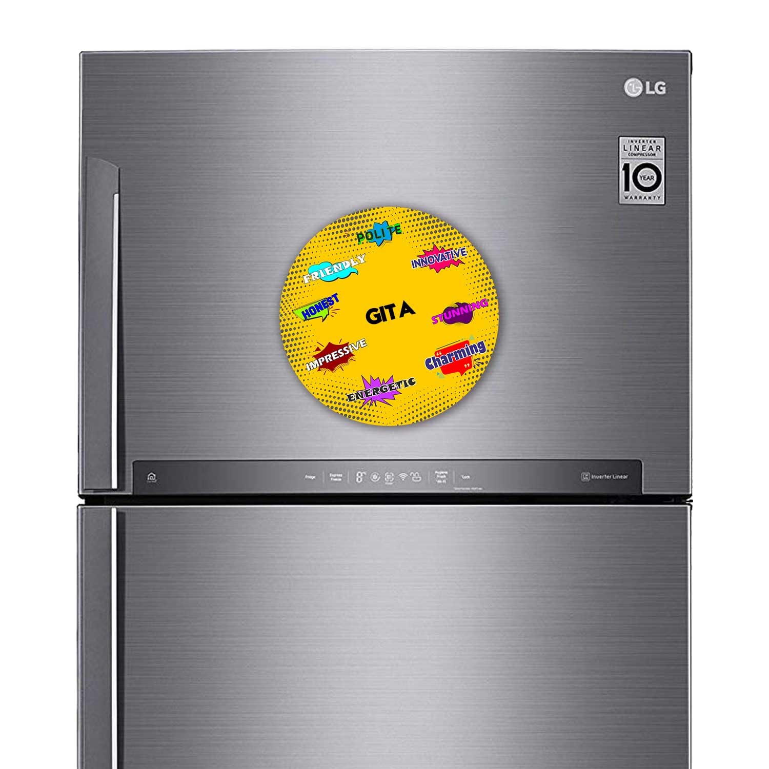 ASHVAH Customizable Stylish Fridge Sticker Magnet - Personality Trait Quotes - Gift for Friend, Son, Daughter, Kids, Husband, Wife Name - Gita 1