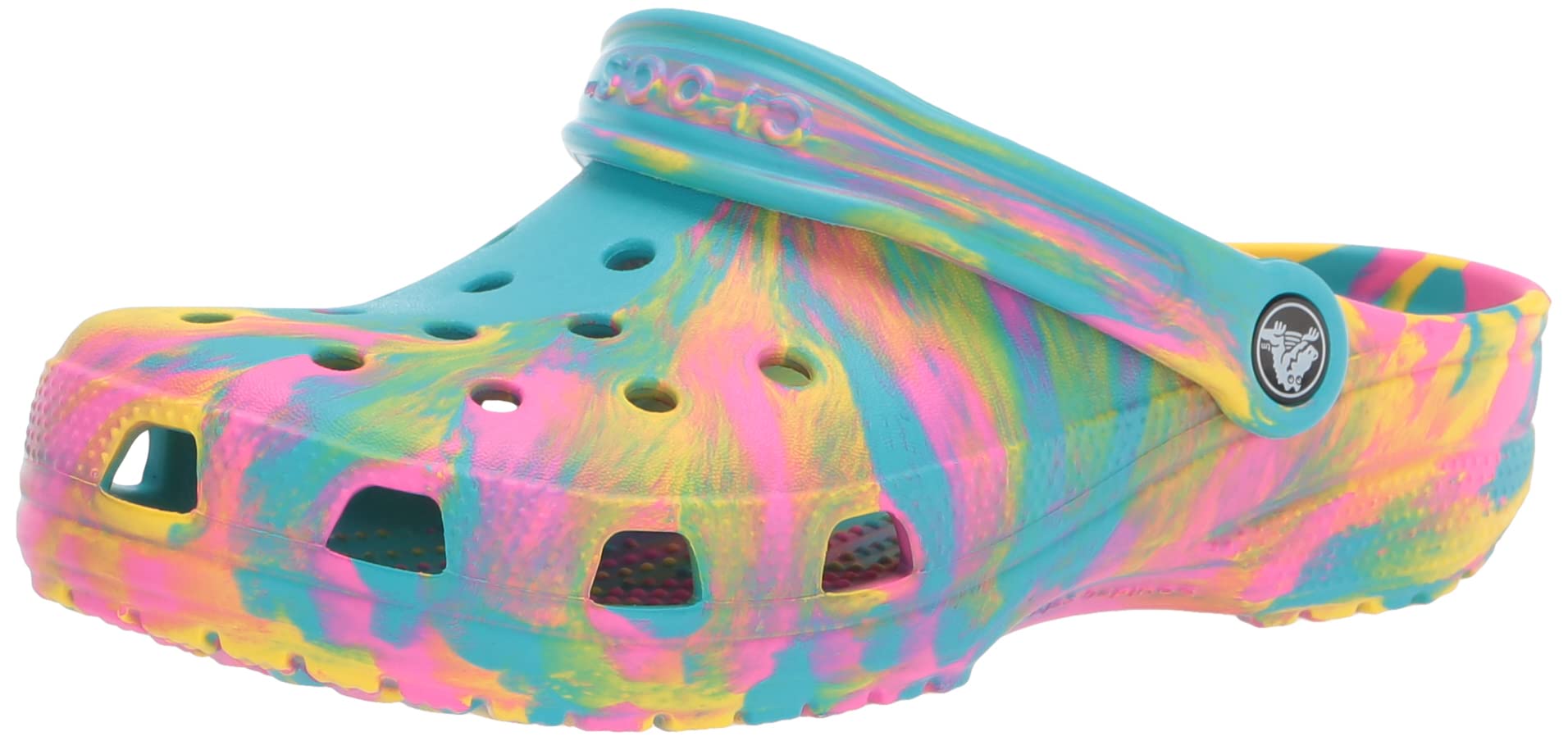 Crocs Kids' Classic Marbled Tie Dye Clog | Slip On Shoes for Boys and Girls, Digital Aqua/Multi, 1 US Unisex Little
