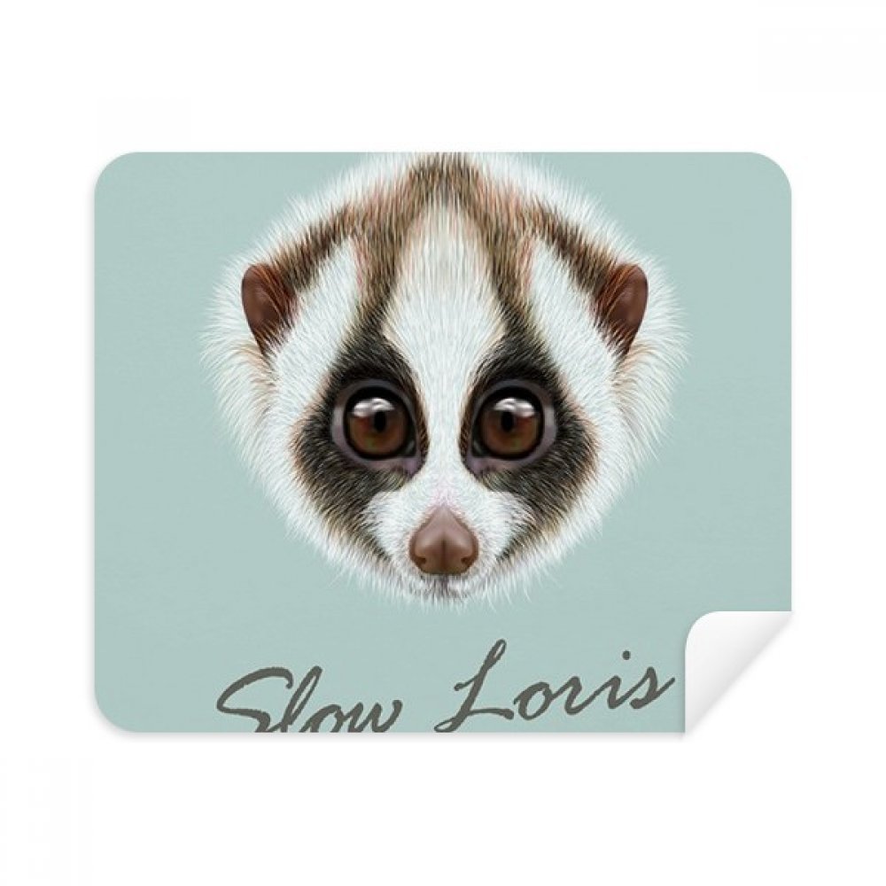 Big-Eyed White Brown Loris Animal Cleaning Cloth Screen Cleaner 2pcs Suede Fabric