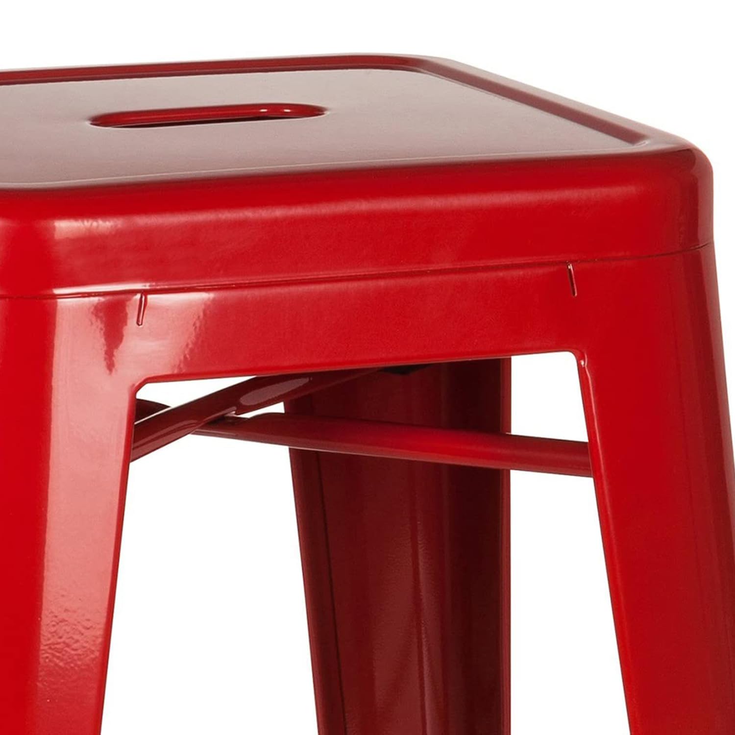 hjh OFFICE 645011 Taburete de Bar VANTAGGIO High Metal Rojo, apilable, Acero Estable, Industrial Style