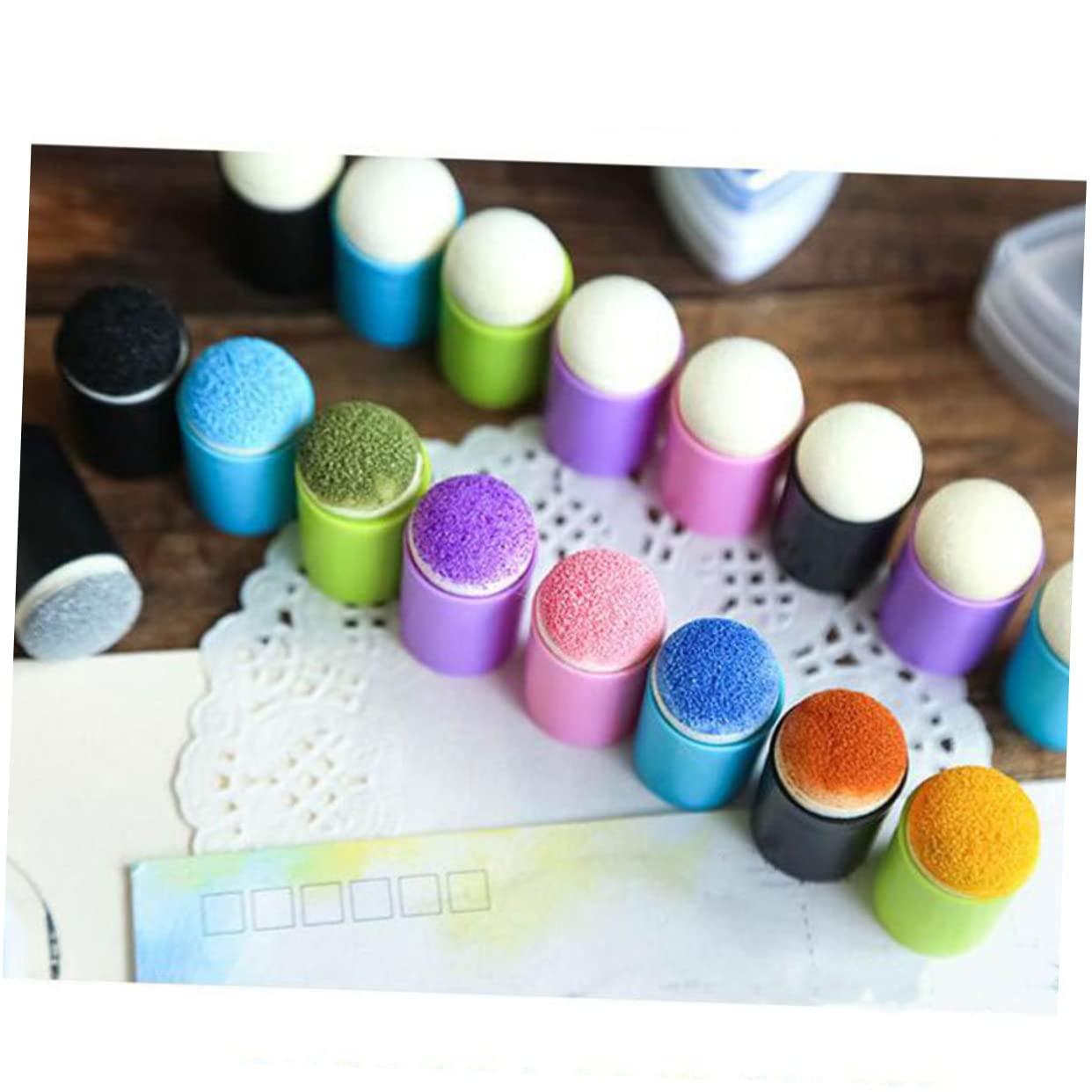 SEWACC 5pcs Drawing Sponge Stamper Finger Sponge Stamp Ink Daubers Seal Finger for Boys and Girls' Art Projects