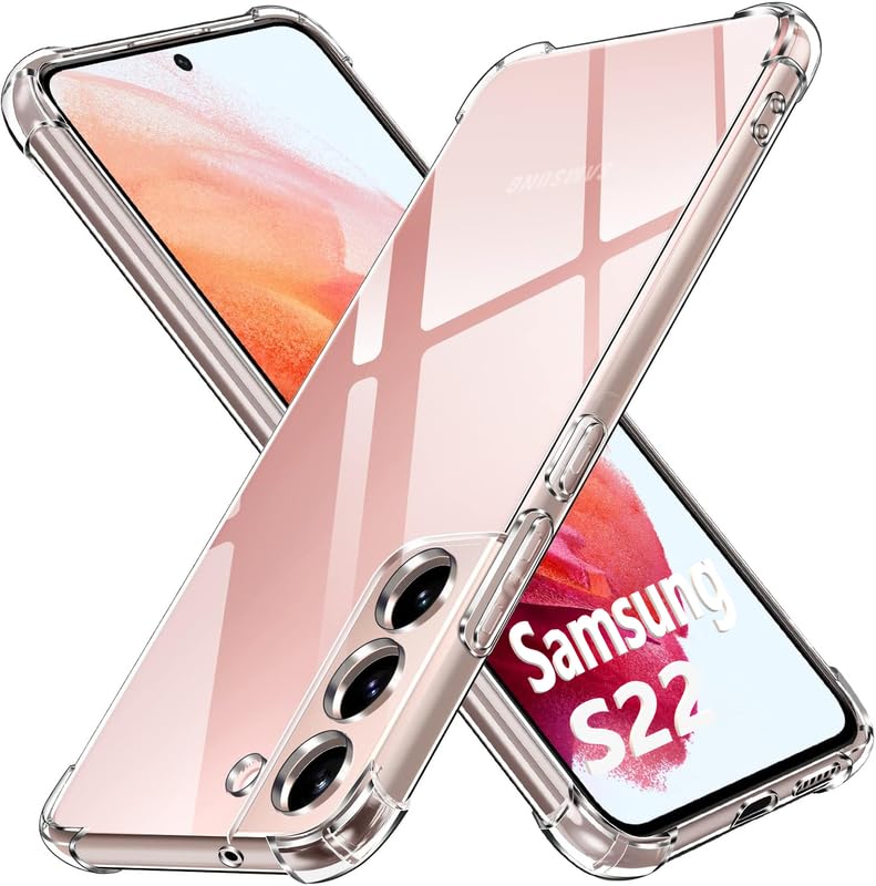 Image of Lustree Back Cover Transparent Case Compatible with Samsung Galaxy S22 | Clear + TPU Case with 4 Corner Air Cushion Protection & Camera Protection | Slim& Stylus Cover