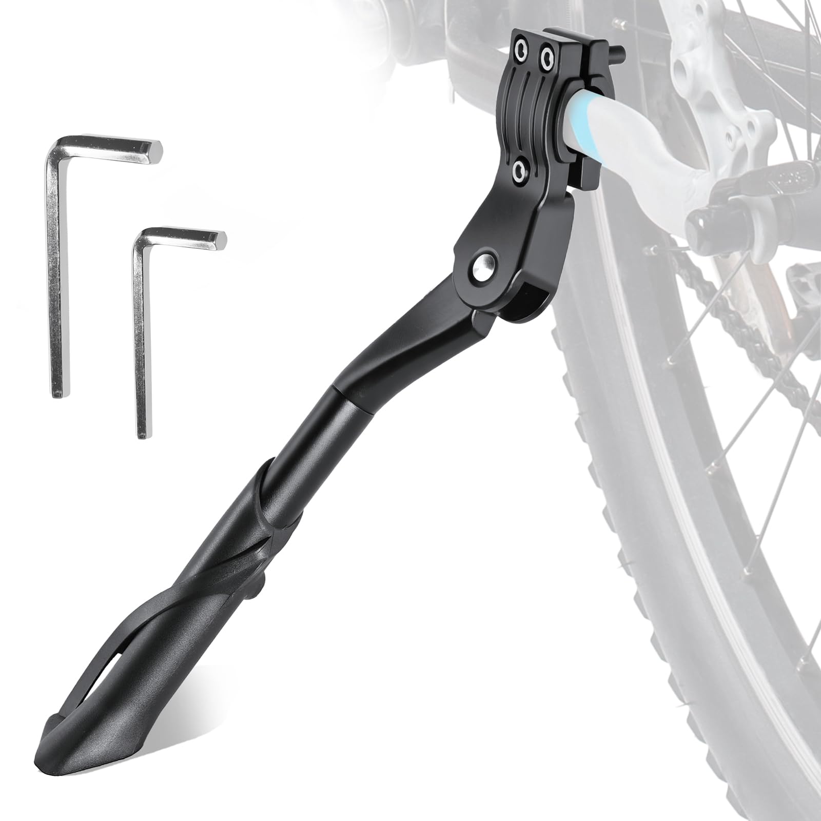 Hbaid Universeller FahrradStänder 24-29 Zoll Alu – Leichter Einstellbarer Bike Kickstand für City Bike, E-Bike, Mountainbike – Schnellmontage, Rostfrei, 35 kg Tragkraft Sport & Freizeit