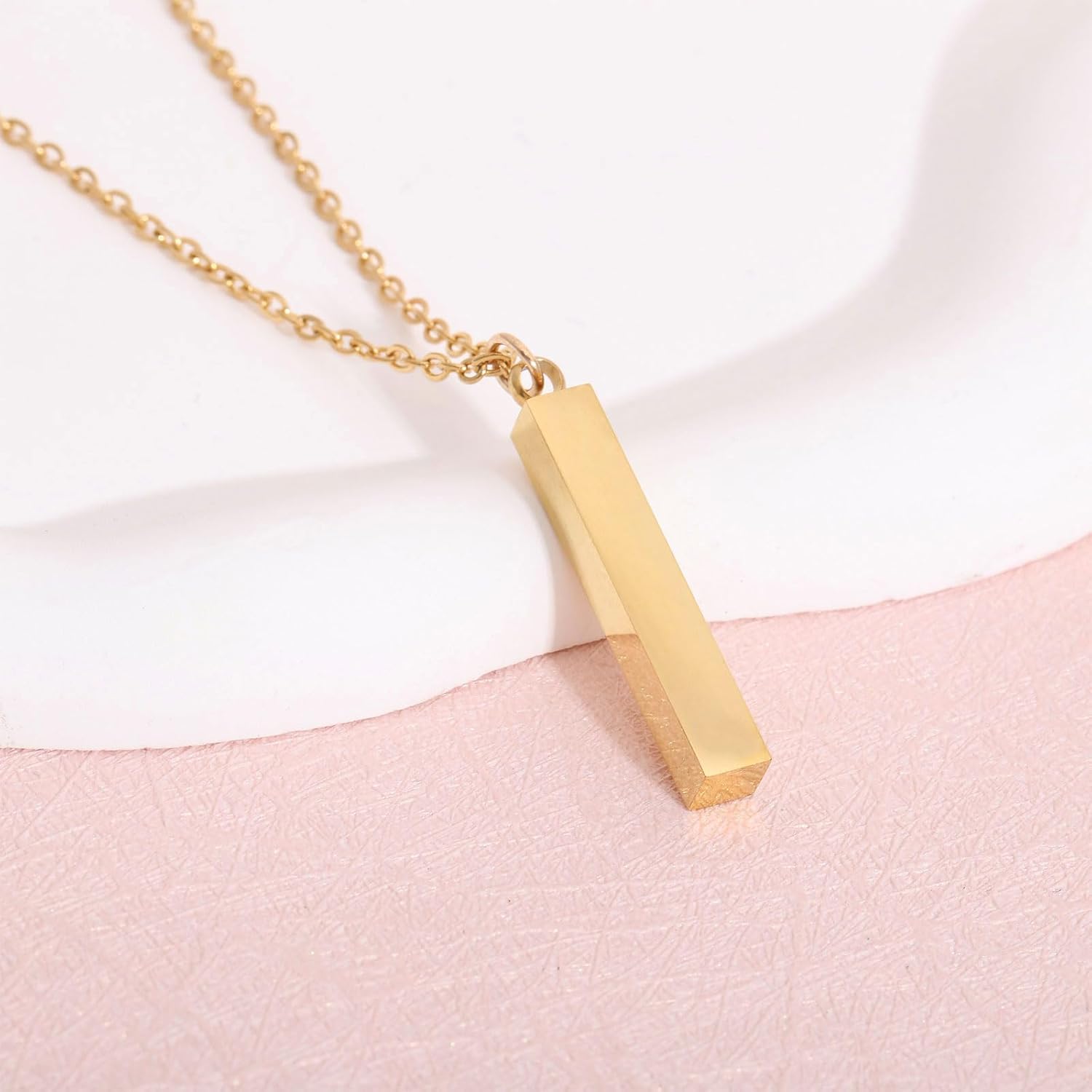 CHGCRAFT Stainless Steel Rectangle Pendant Necklace Blank Charm Necklace Engravable Rectangle Pendants with Chain Bar Pendant Necklace Birthday Gift - Image 6