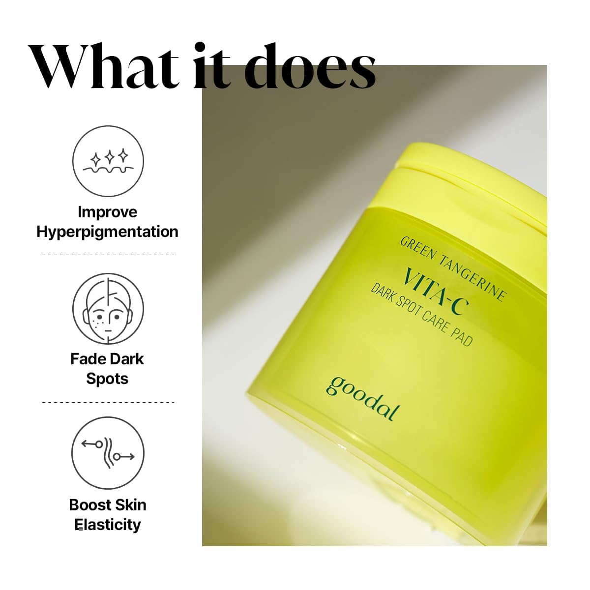 GOODAL Green Tangerine Vita C Toner Pads, Korean Skin Care, K-Beauty, Glass Skin, 70 Sheets - Image 3