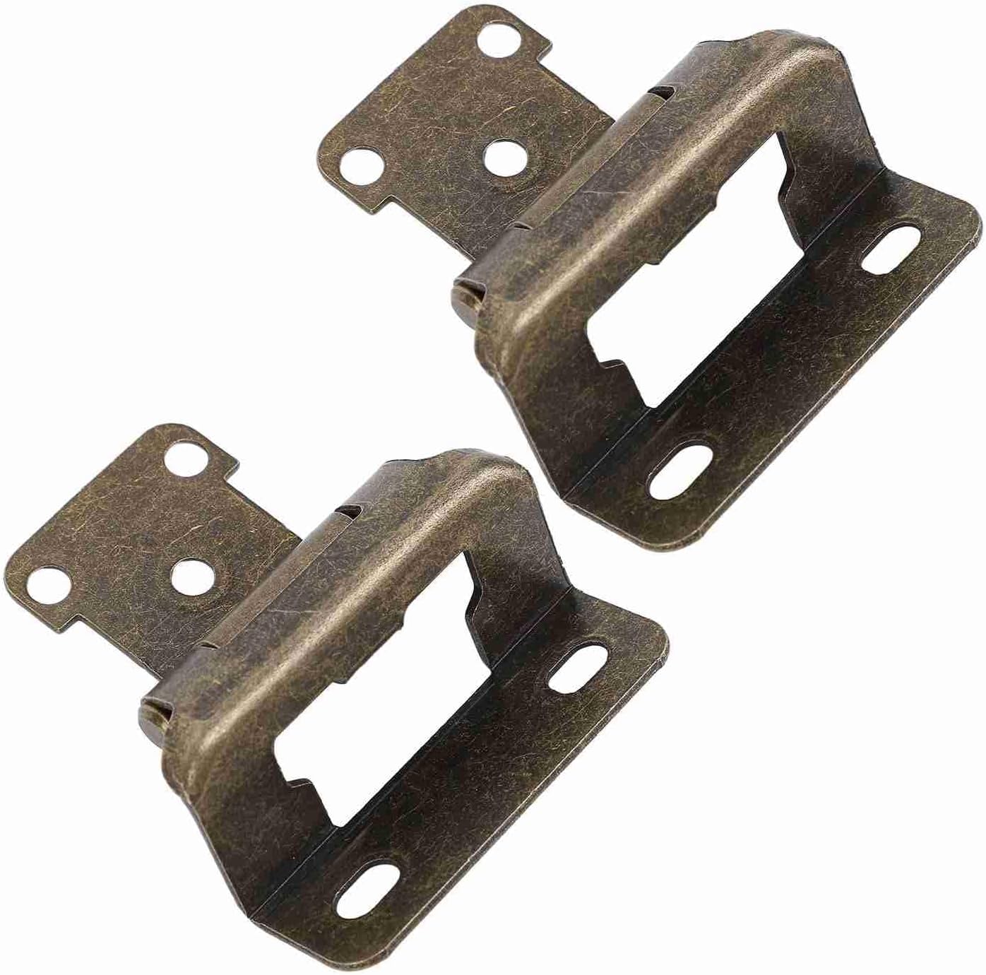 Self Closing Cabinet Hinge, 2Pcs Enhanced Safety Steel Semi Wrap Overlay Cupboard Door Hinge with Easy Installation, for Kitchen Bathroom RV Boat Campervan (Bronze)