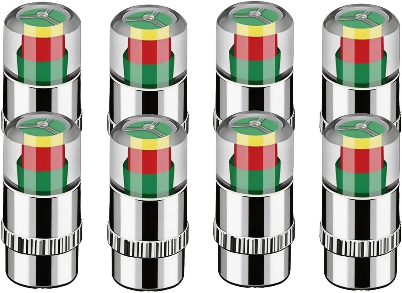 Car Tire Pressure Monitor Valve Stem Caps, 2.4Bar 36PSI Valve Stem Caps with 3 Color Alert, Universal Tire Pressure Sensor Indicator for Cars, Smart Tire Pressure Caps (Silver-8)