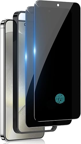 WYQLTD Paquete de 2 protectores de pantalla de privacidad para Samsung Galaxy S24 Plus, vidrio templado, antiespía, desbloqueo de huellas