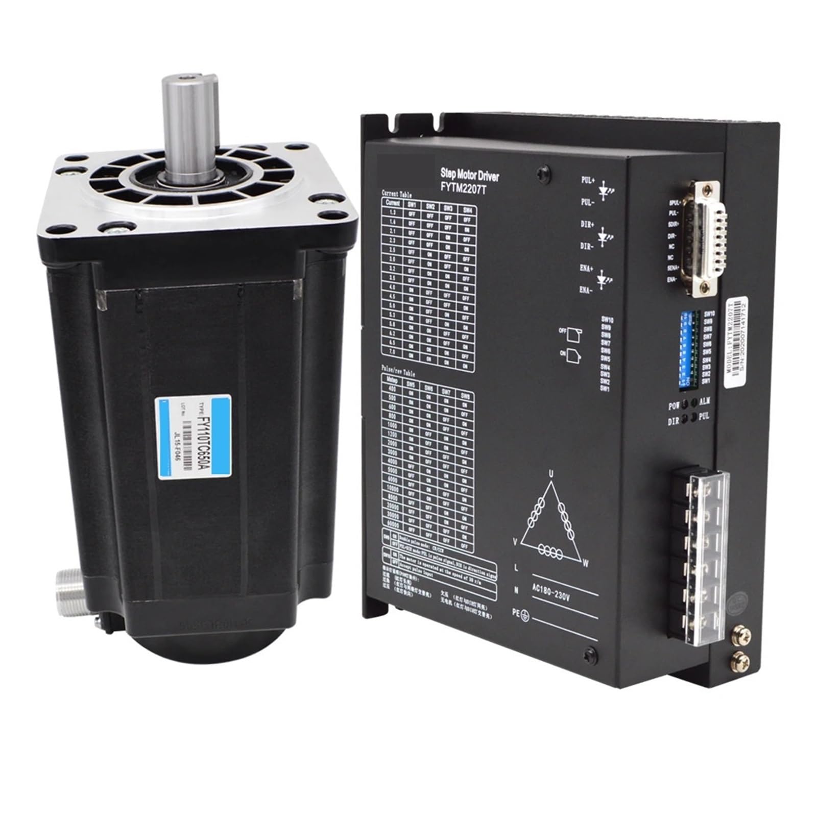 Motore Passo-Passo trifase Nema 42 20 NM 219 mm di Lunghezza con Coppia Elevata da 1,2 Gradi con Driver Abbinato AC180~230V 7.0A FYTM2207T