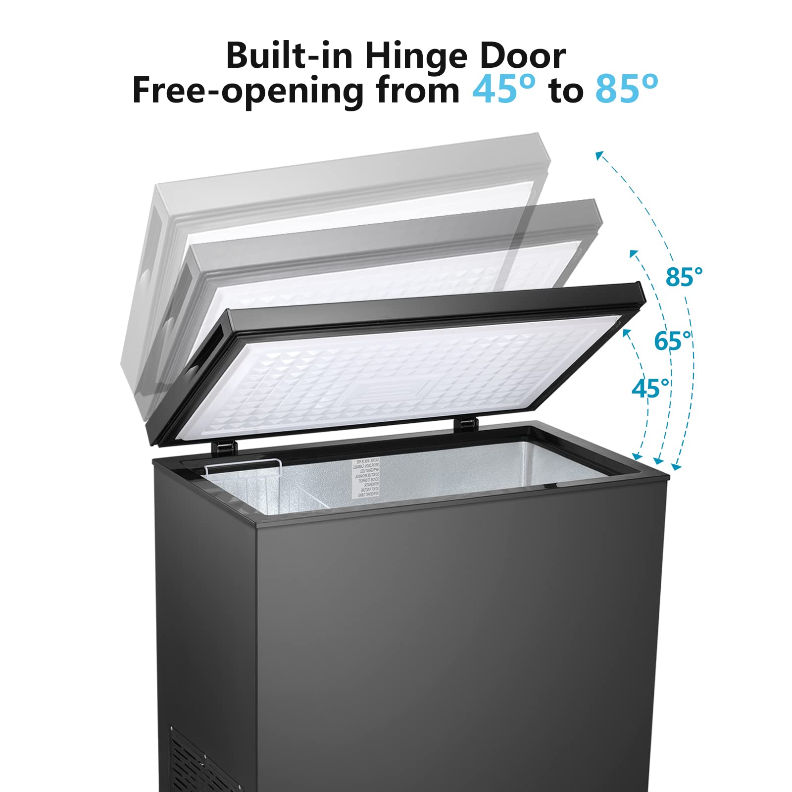 R.W.Flame Chest Freezer 5.1 Cubic Feet, Deep Freezer, Removable Basket, Adjustable Temperature, Energy Saving, Top Open Door Compact Freezer, Black on Fridge.com - View 5