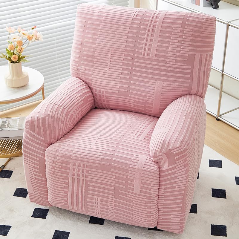 ラウンジチェアカバー (1点、ピンク) - 取り付け簡単、伸縮性、幾何学デザイン、ラウンジチェア用の実用的なソファカテゴリー06