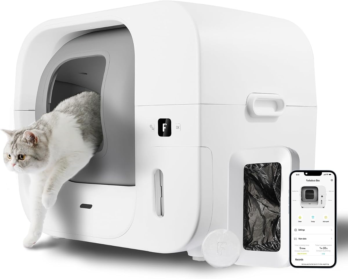 True Odor-Free Self Cleaning and Packing Litter Box, Automatic Cat Litter Box with Self-Pack and Refill System, APP Control, Extra Large Space for 3.3-22 lbs Cats, Upgraded Version