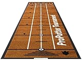 Matsmiths 19” x 94” Bronze Golf Putting Mat ProPutter, Washable Indoor/Outdoor Practice Mat, Simulated Putting Green Surface, Measured Segments, Non-Slip Backing, Durable Nylon, Medium Pace, Brown