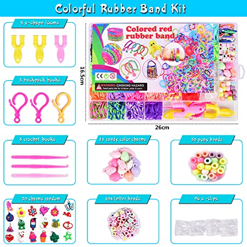 Elastici per Braccialetti 3000+ Kit Braccialetti Fai da Te Bambina 32 Colori con Gancetti Kit per Fare Braccialetti Elastic Color Telaio Colorati Bustine Accessori Gancini Crea Rainbow Loom Bands