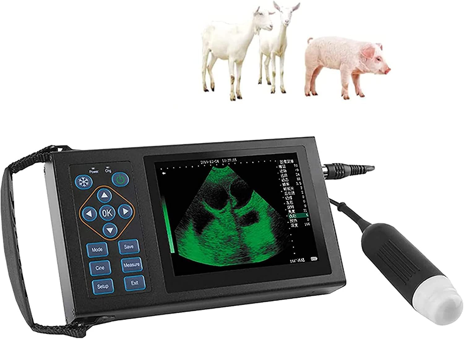 Scanner veterinario portatile ad ultrasuoni | Sonda da 3,5 MHz per pecore maiali e capre | Attrezzatura diagnostica professionale per bestiame B-Scan portatile