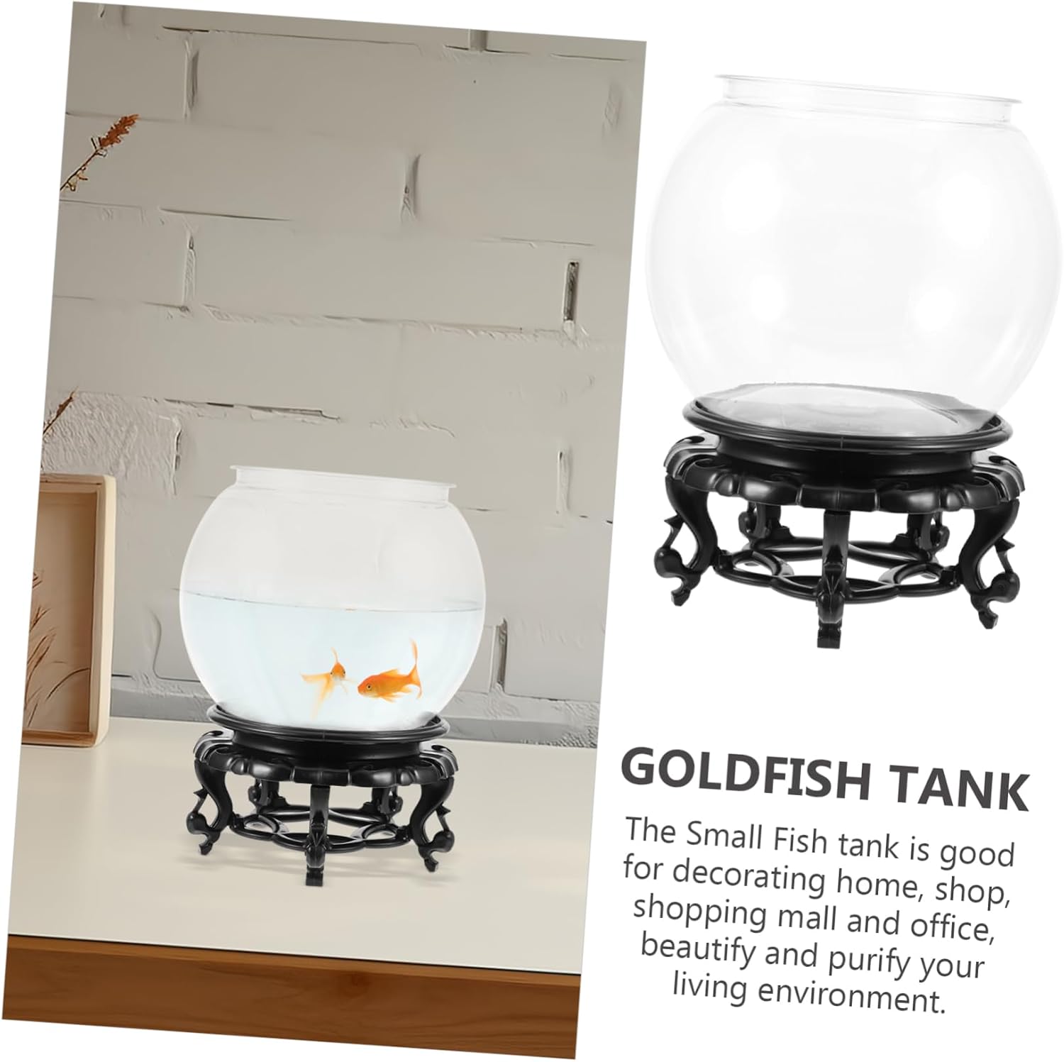 1set Fish Bowl Base Lightweight Plastic Aquarium for Betta and Shrimp for Home Office and Decoration Safe and Design