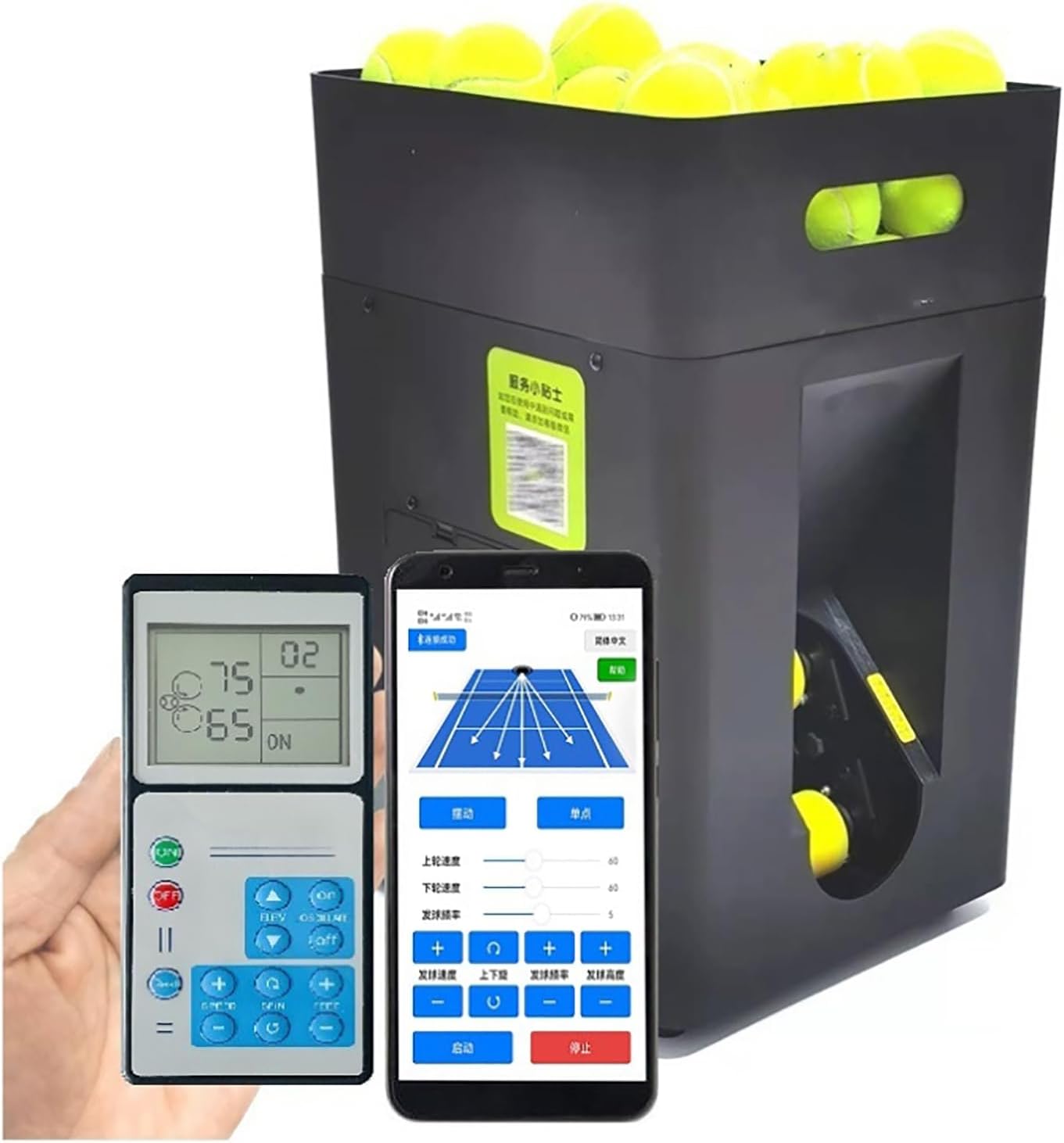 Portable Tennis Ball Machine, Tennis Training and Teaching Ball Machine with Remote Control & APP, Adjustable Launch Angle, 1.5-10 S/Ball, for Beginners Solo Training Sports
