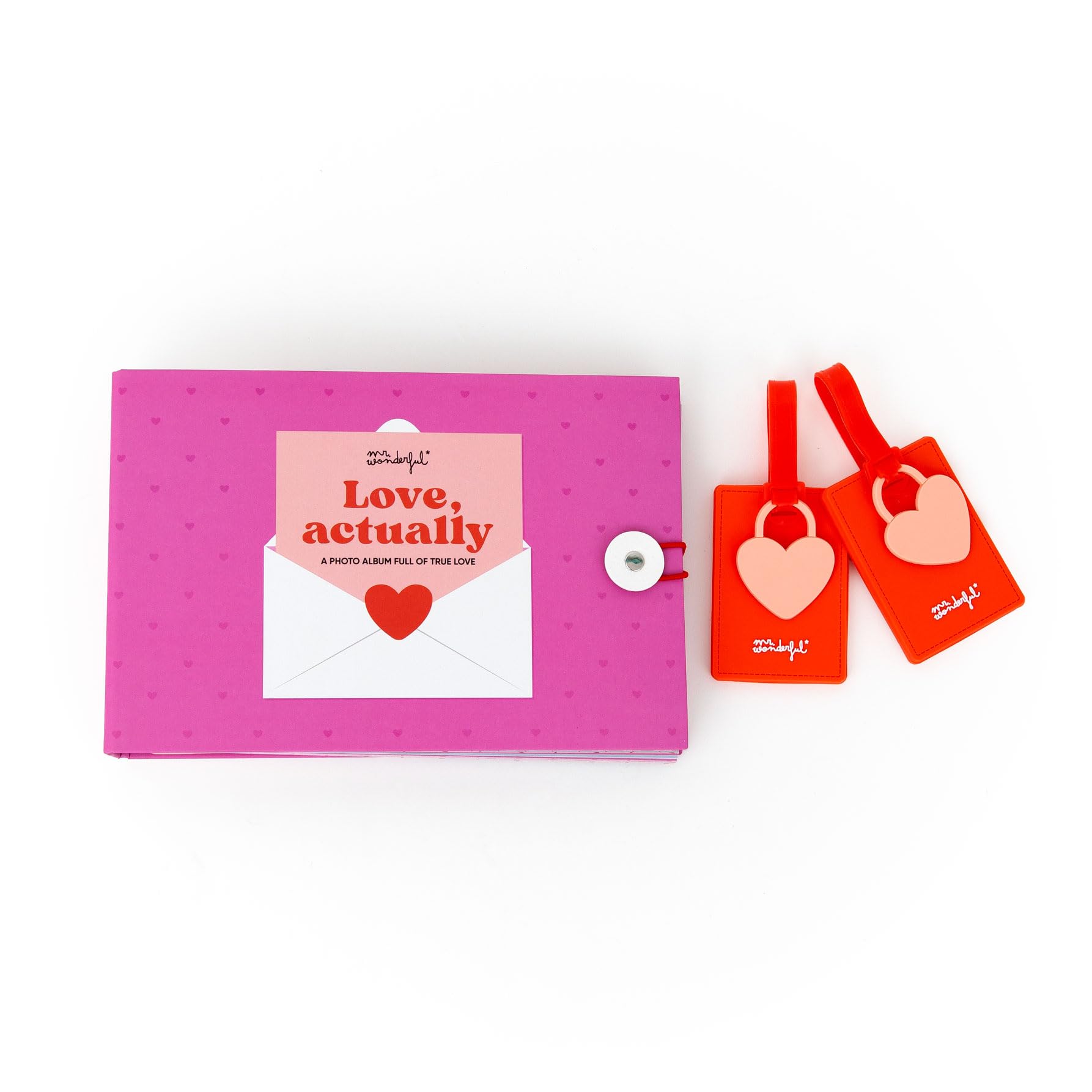 Mr. Wonderful Travel Album Set + 2 "Love, Actually" Suitcase Labels - 64 Pages + 8 Sheets of Stickers - Romantic Gift for Couples