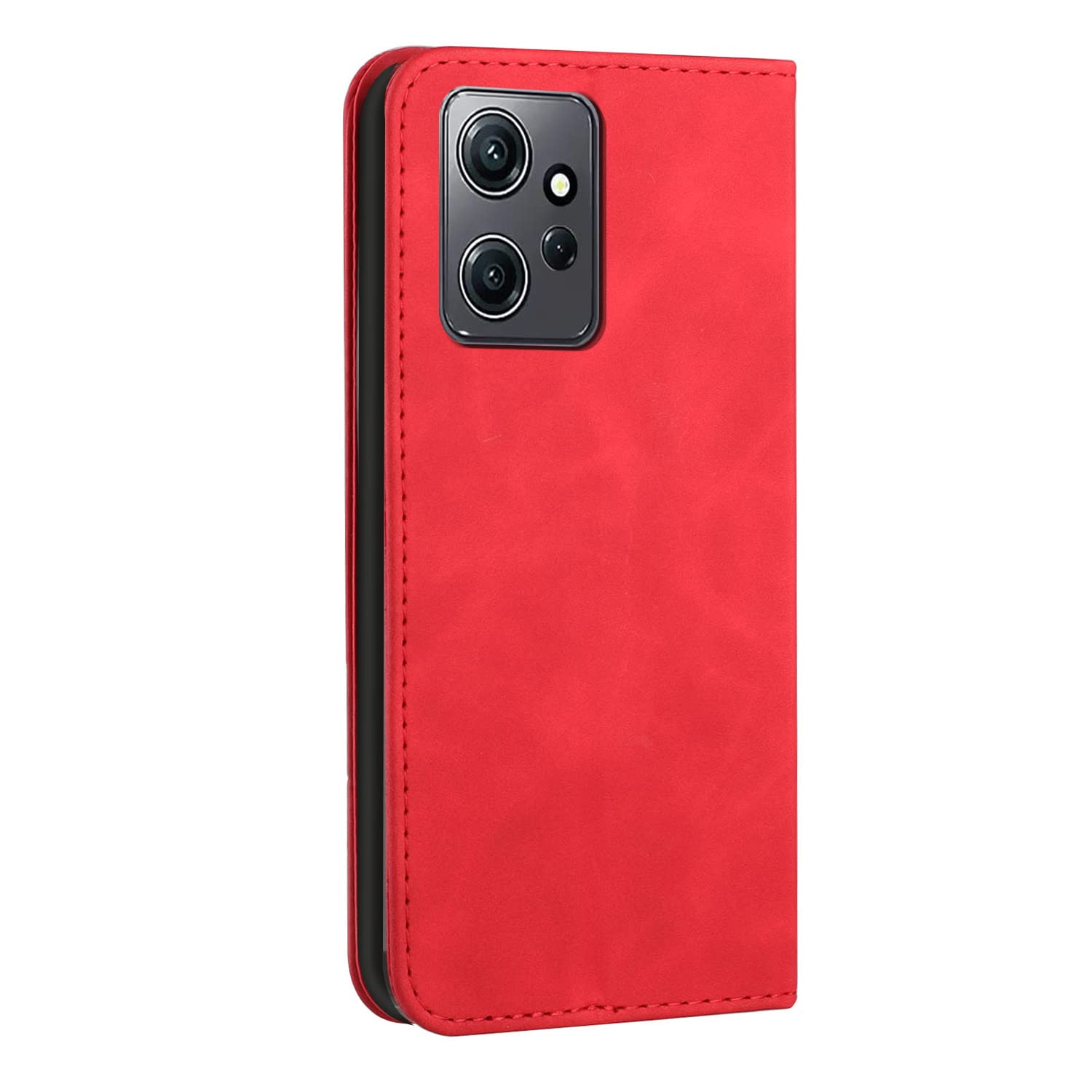 Custodia a Libro Cover Portafoglio per Xiaomi Redmi Note 12 4G Book Flip Case in Pelle con Tasca Porta Carte Supporto Antiurto - Rosso
