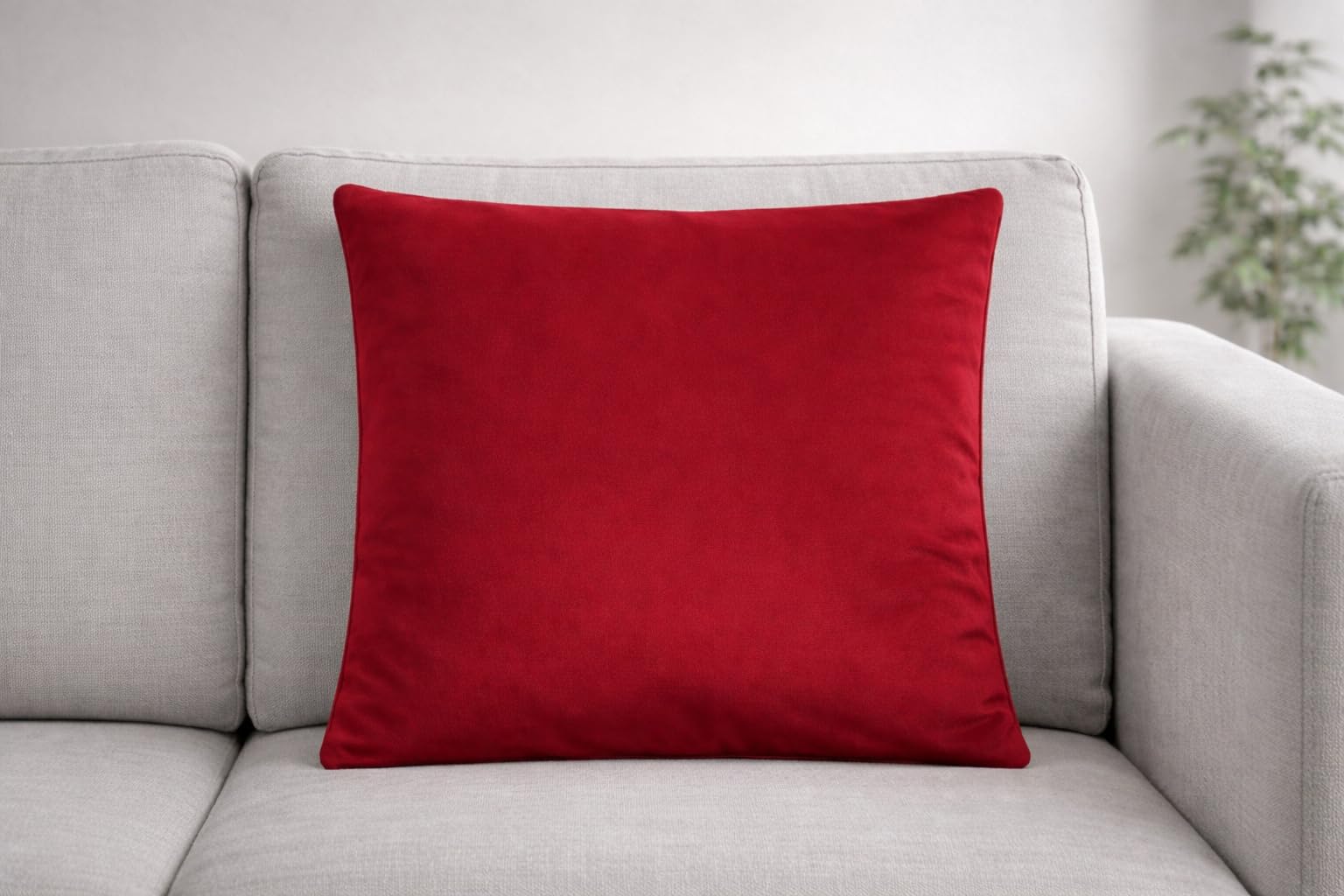 Seechoo Velvet Cushion Covers Pack of 2, Large 55x55cm (22x22 Inch), Soft Luxury Velvet Sofa Cushion Covers, Decorative Throw Pillow Covers for Living Room Bedroom (Red) — image 1