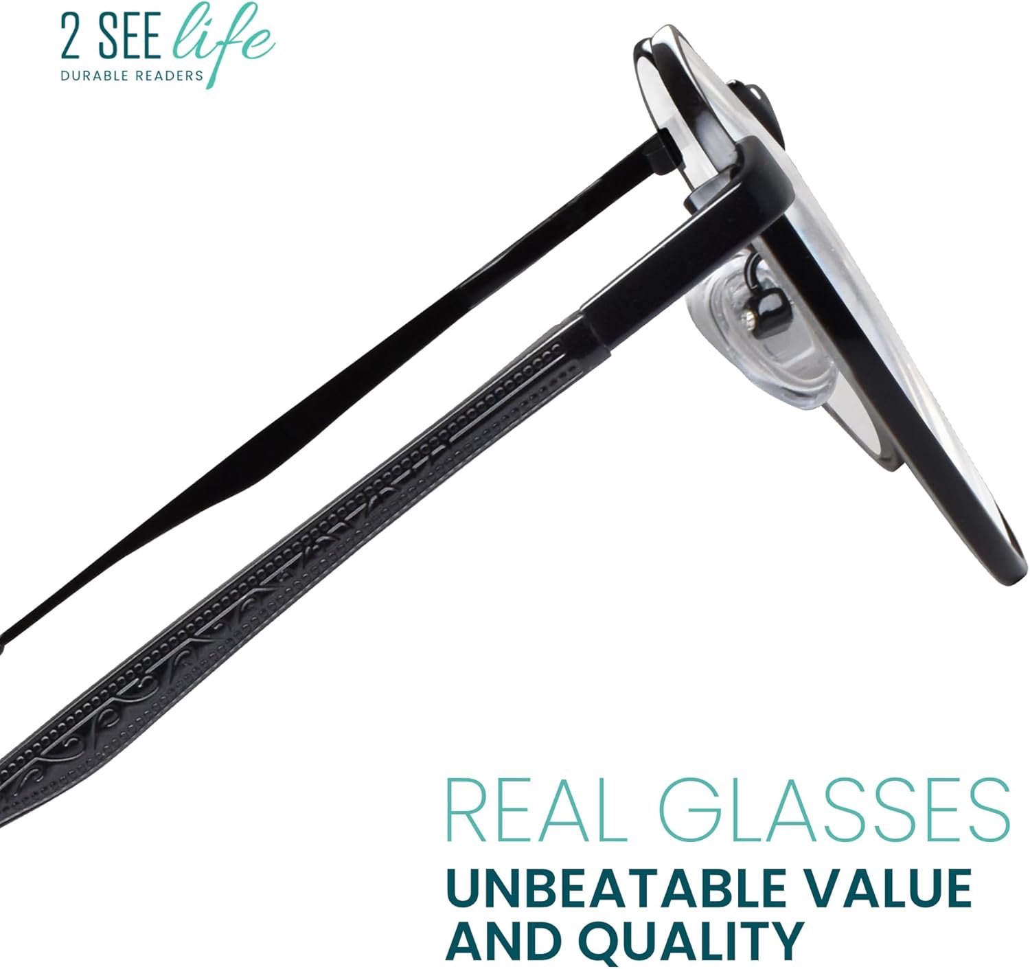 2SeeLife Round Metal Wire Rimmed Reading Glasses for Men & Women – Medium–Wide Fit, Durable, Spring Hinges, Premium Readers, Black, +1.00 - Image 6