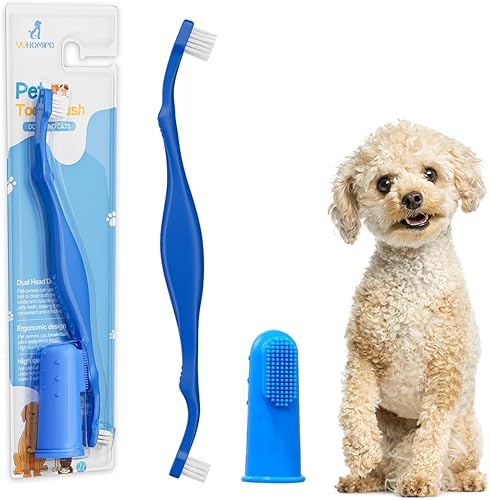 Comfort Grip - Cepillo de dientes canino para perros pequeños, diseño ergonómico para un fácil cuidado dental de perros pequeños y gatos, limpieza