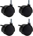 4pcs 1.5 Inch M6 Threaded Stem Swivel Caster Wheels Universal 360 Degrees Rotatable Caster Replacement with Locking Brake for Rolling Small Furniture Desk Cabinet Shelf, Load Capacity 66Lb