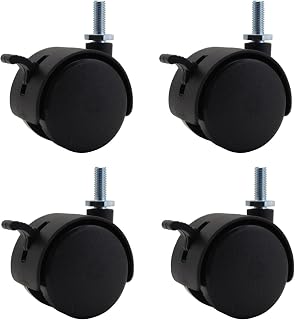 Dalyndar 4pcs 1.5 Inch M6 Threaded Stem Swivel Caster Wheels Universal 360 Degrees Rotatable Caster Replacement with Locking Brake for Rolling Small Furniture Desk Cabinet Shelf, Load Capacity 66Lb