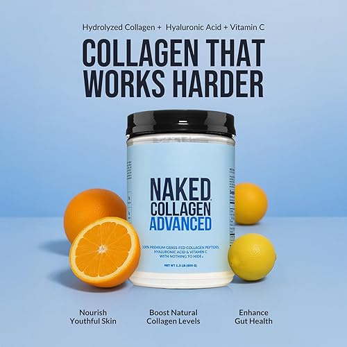 Miniatura 2 de NAKED Collagen Advanced - Proteína en polvo de péptidos, ácido hialurónico, vitamina C, suplemento de colágeno hidrolizado alimentado con pasto,