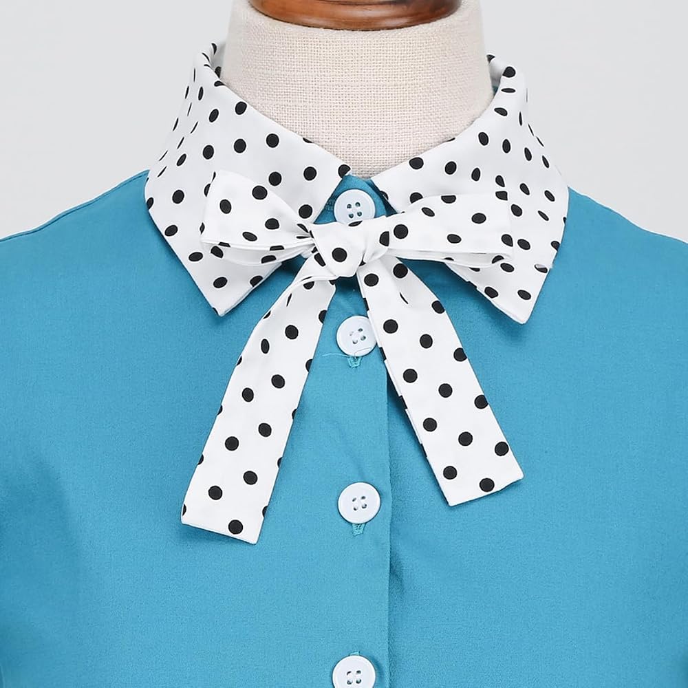 Robe Vintage Années 50 Femme Élégante à Pois Rockabilly - Style Audrey Hepburn Swing Plissé Manches Courtes - Cocktail, Mariage, Soirée