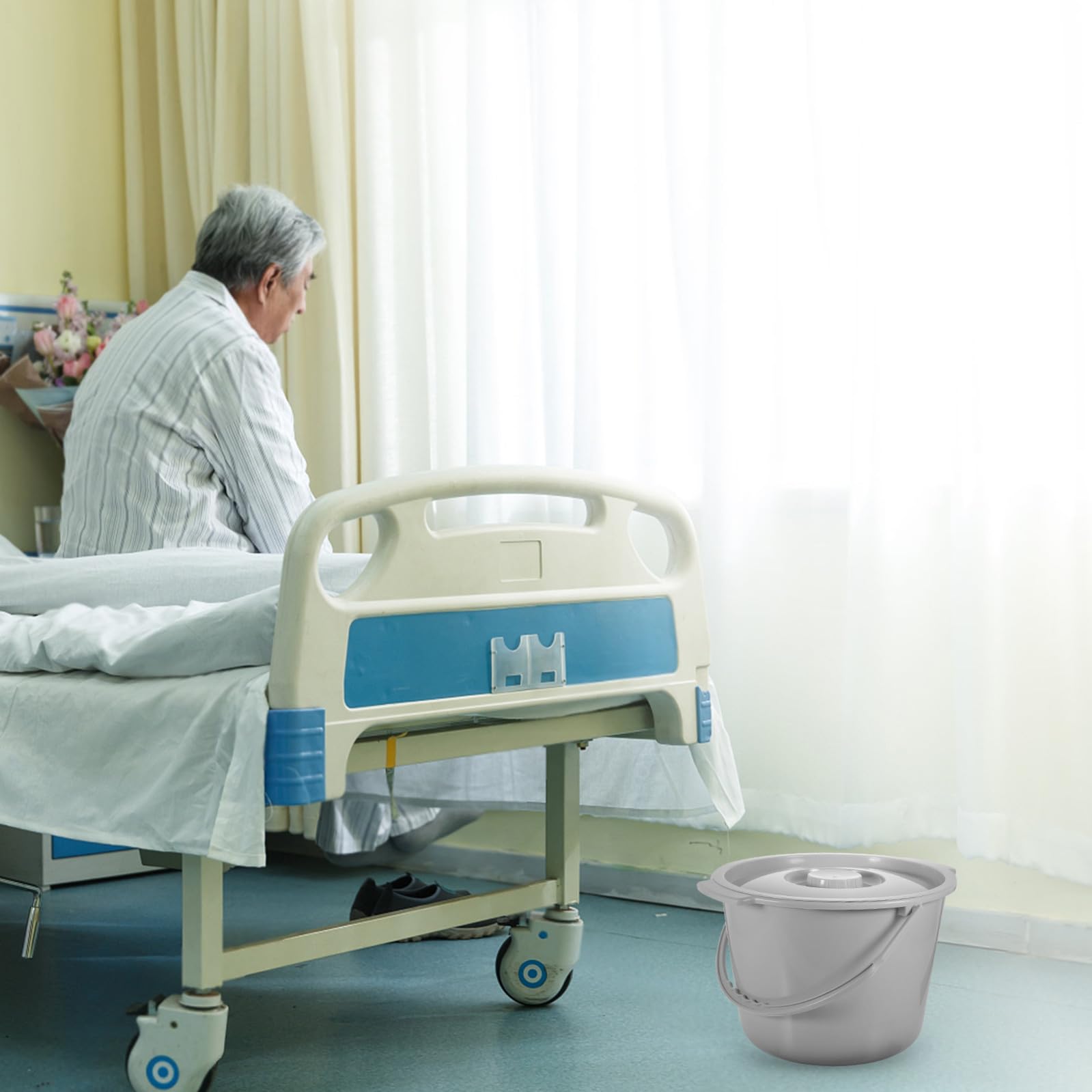 Alipis Vaso da Notte Portatile in Plastico Coperchio per Camera da Letto, Design Pratico e Funzionale, per Uso Domestico e Assistenziale