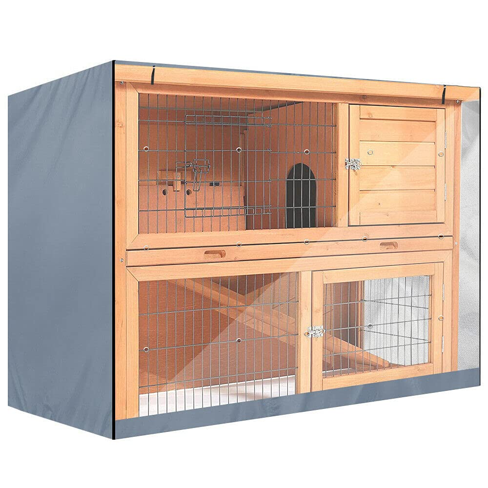 Mitef4FT Double Layer Rabbit Cage,210D Oxford Cloth Waterproof Dust Cover Bunny Business Rabbit Hutch Cover,Gray