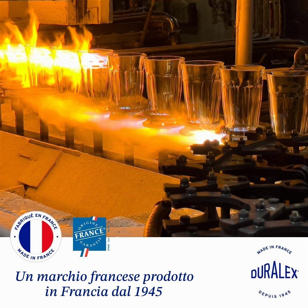 Duralex® Collection Le Picardie® - Piatto ondulato in vetro, 23 cl, zuppa da 23 cl e dessert da 20,5 cm, antigraffio, lavabile in lavastoviglie, adatto al microonde, prodotto in Francia (trasparente,