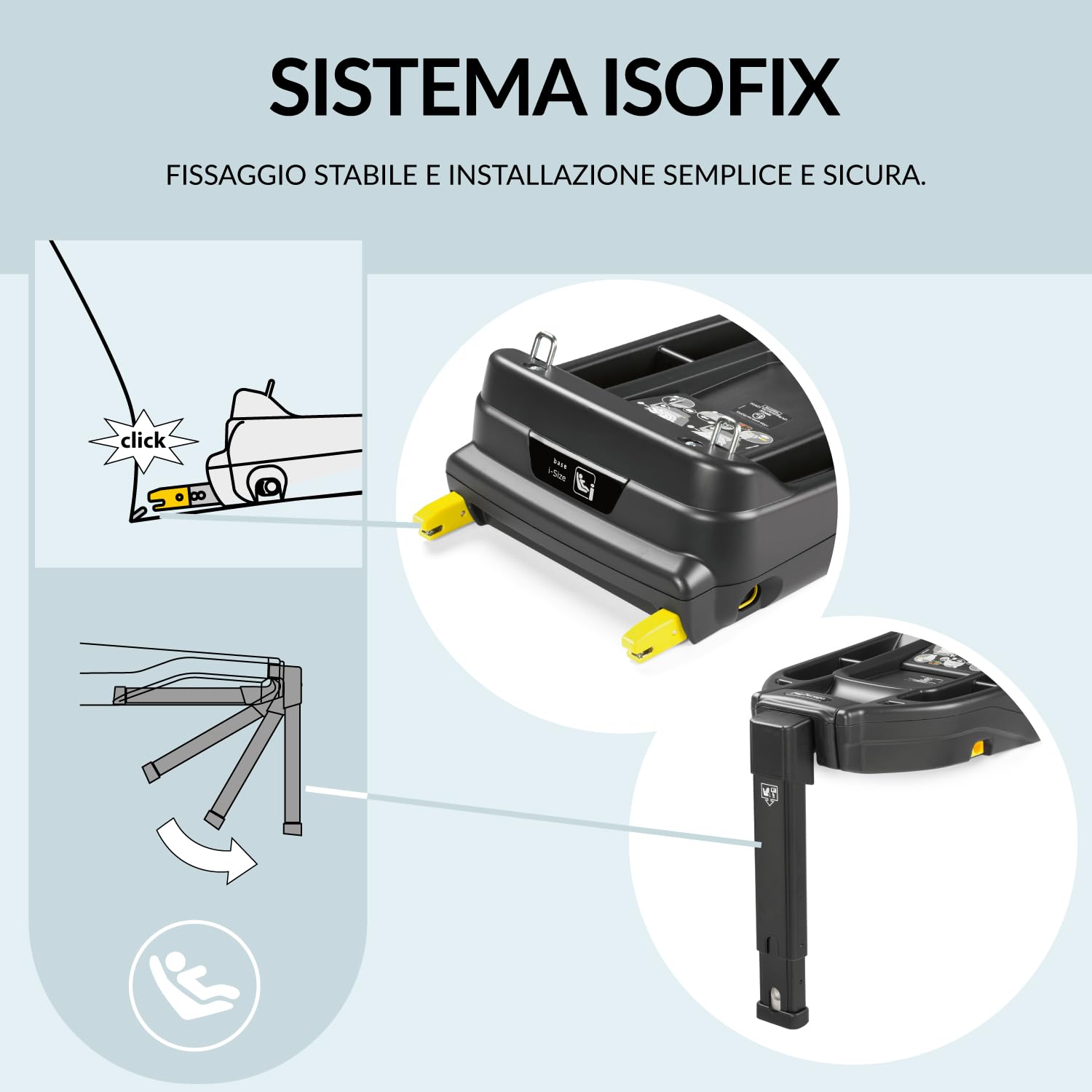 Peg Perego Base i-Size - Base per Seggiolino Auto con Connettori ISOFIX, Omologata ECE R 129 per Seggiolini Primo Viaggio Lounge, Viaggio FF105 e Primo Viaggio SLK, Installazione Facile e Sicura