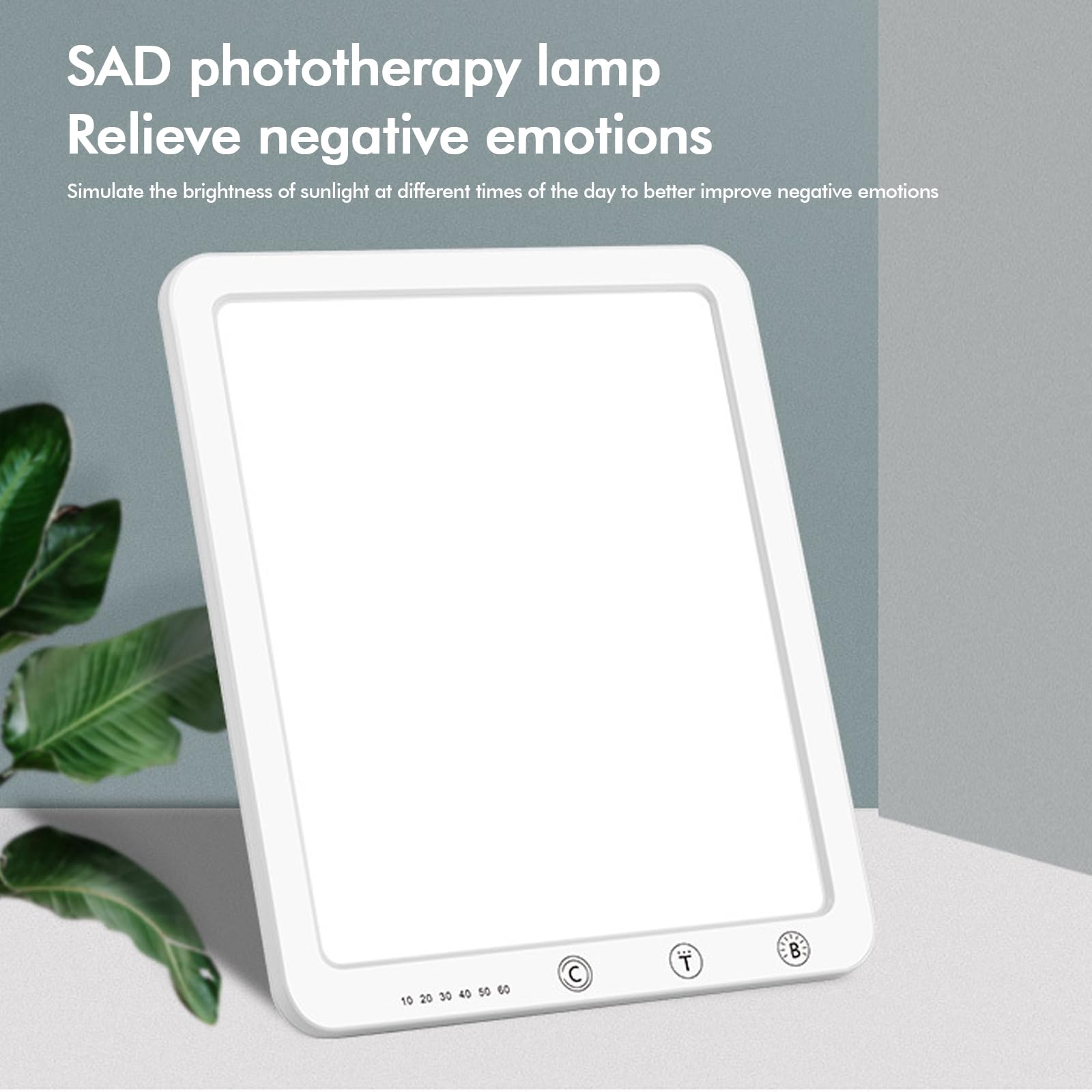 Lámpara De Luminoterapia, Sin Uv Lámpara De Luz De Día, Luz De Simulación De Día, Lámpara Luminoterapia Con 3 Temperaturas De Color Y 6 Temporizador Potente Para Moral(Blanco)