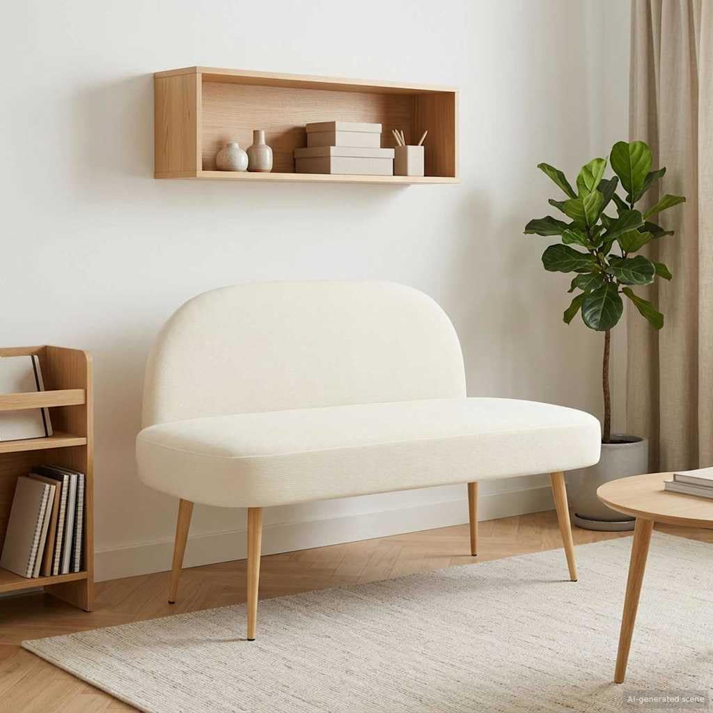 Banc de couloir rembourré velours crème pour s'asseoir facilement