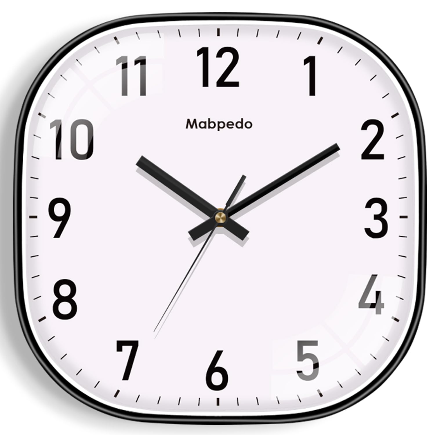 Mabpedo Wall Clocks Battery Operated, 12 Inch Silent Wall Clock, Non Ticking Square Analog Decorative Wall Clocks for Bedroom Living Room Office Home Gym Porch Decor Indoor Outdoor Clock, Black
