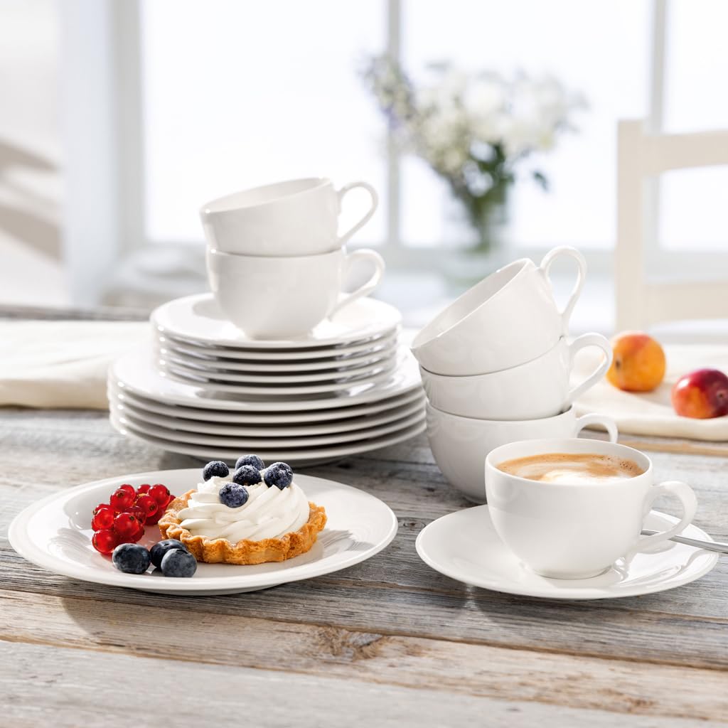 like. by Villeroy & Boch - Essential Kaffee-Service 18-teilig, Weiß, Spülmaschinenfest & Mikrowellensicher, Klare Form für stilvolle Kaffeemomente, Premium Porzellan