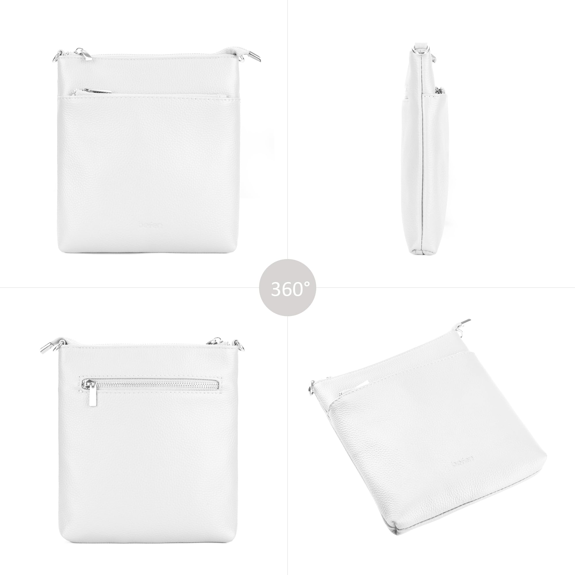 befen Echtleder Umhängetasche Damen Mittelgroß, Handtasche Damen Leder mit Handyfach, Klein Crossbody Bag Handytasche zum Umhängen mit Verstellbar Abnehmbar Schultergurt