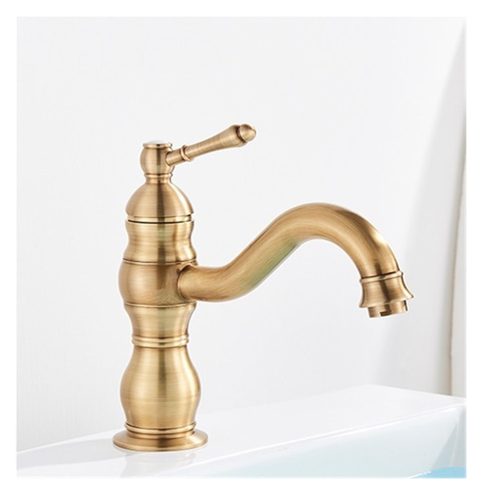 Rubinetto miscelatore monocomando monoforo in ottone for acqua calda e fredda installazione da banco in stile palazzo retrò(Antique Brass)