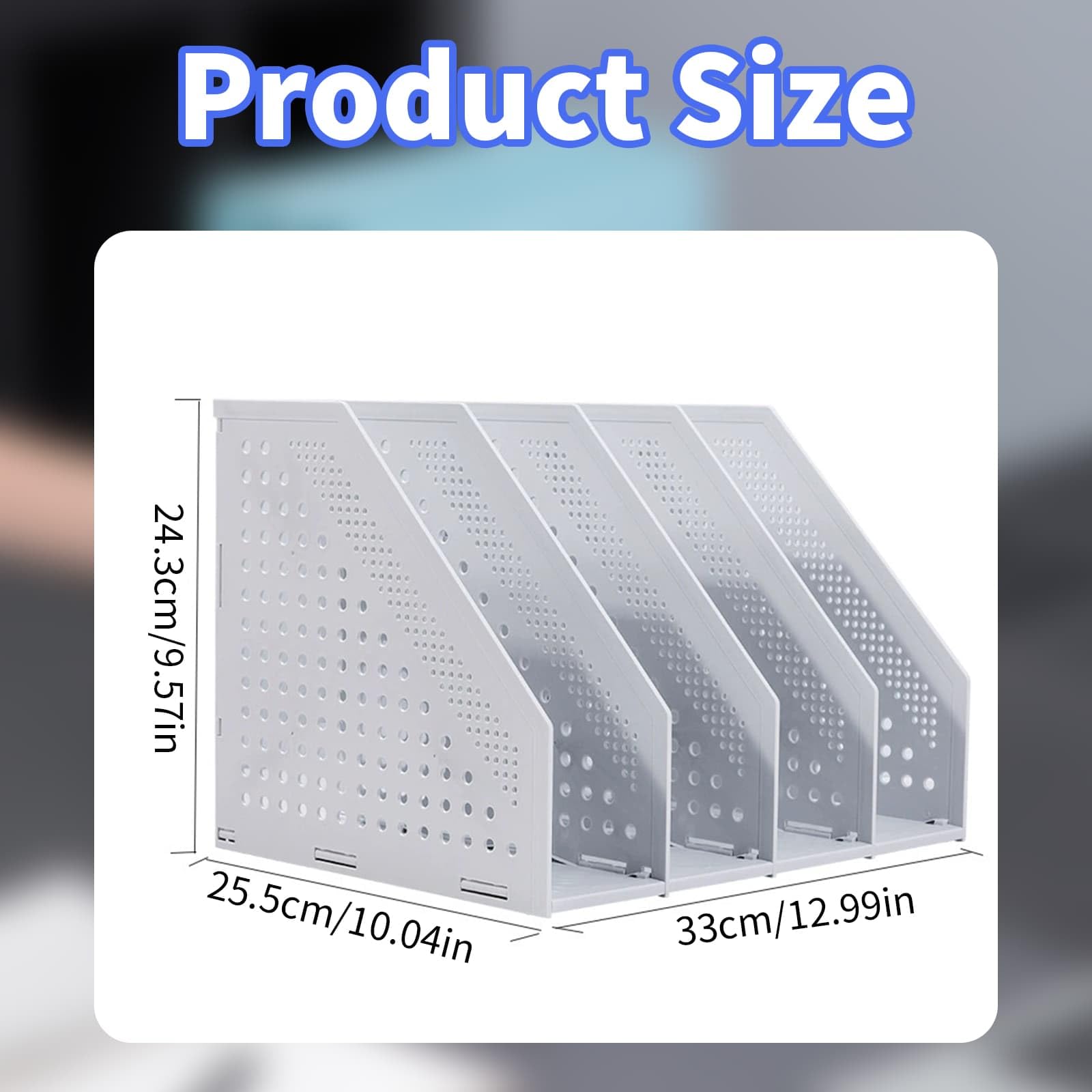 DYUEE A4 File Holder Folding Bookshelf, 4 Compartment Collapsible Magazine Holder, Vertical Compartments Magazine File Holder - Image 2