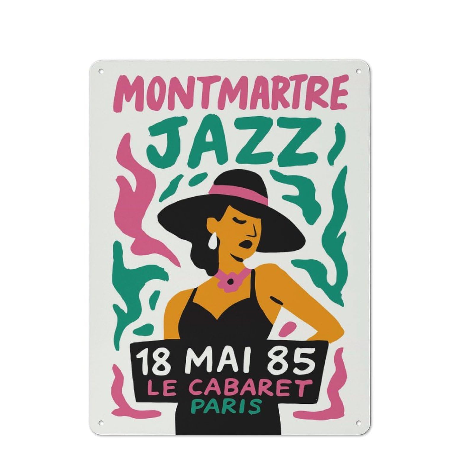 Junmoney Style-12 Tin Wall Plaque 40X30cm With Montmartre Jazz Cabaret For Workshop Wall, Housewarming Wall Decor For People Furnishing Workshop