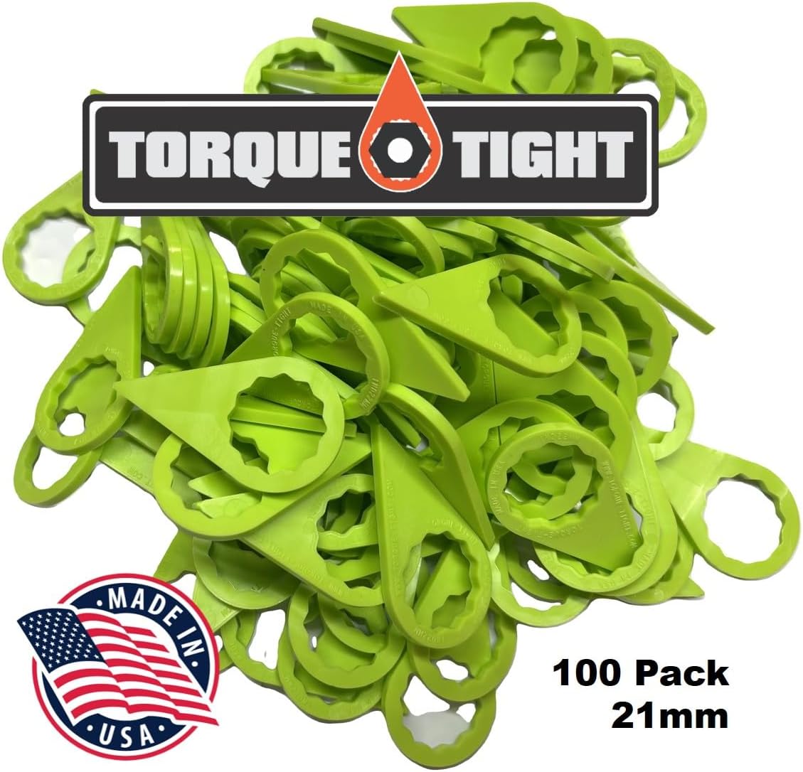 Torque-Tight™ 21mm Lug Nut Indicators, Visual Safety Markers for Wheel Torque (Green) – F-Series, F-450, F-550, Trailers – Made in USA - 100 Pack