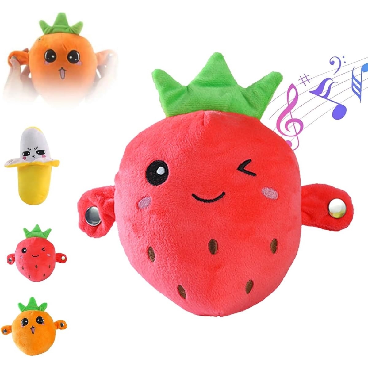 Interactive Music Plush Toy,Touch Sensitive Soft Fruit Musical Toy for Child Learning & Group Play,with Piano and Fruit Metronome Sounds,Educational Musical Gift for Boys and Girls (Strawberry)
