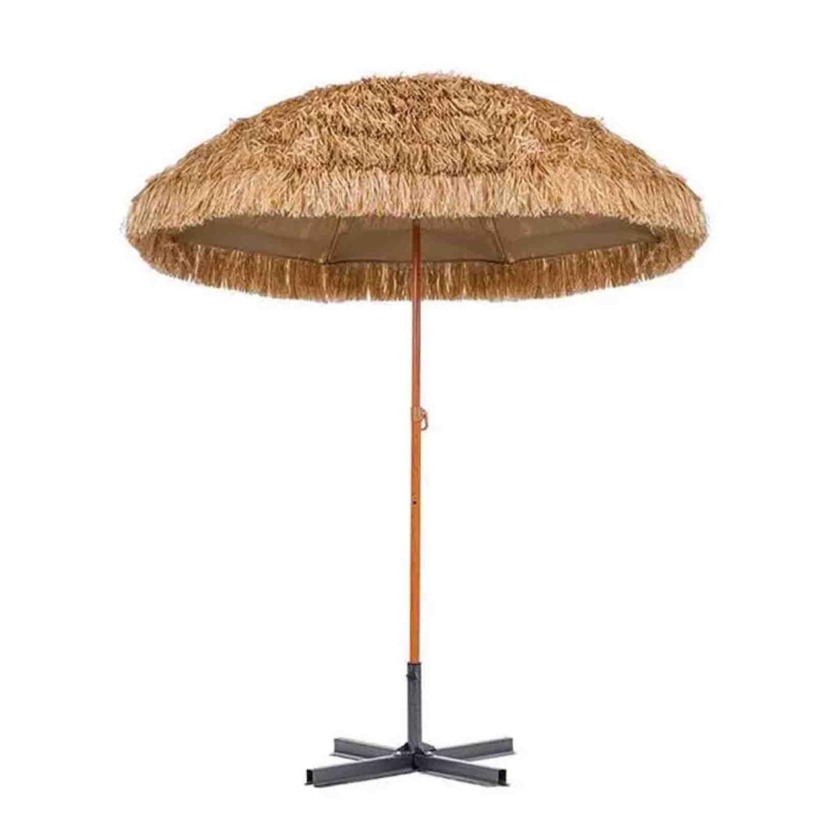 Sombrilla de paja tiki 1,6m con manivela inclinable y base para jardin
