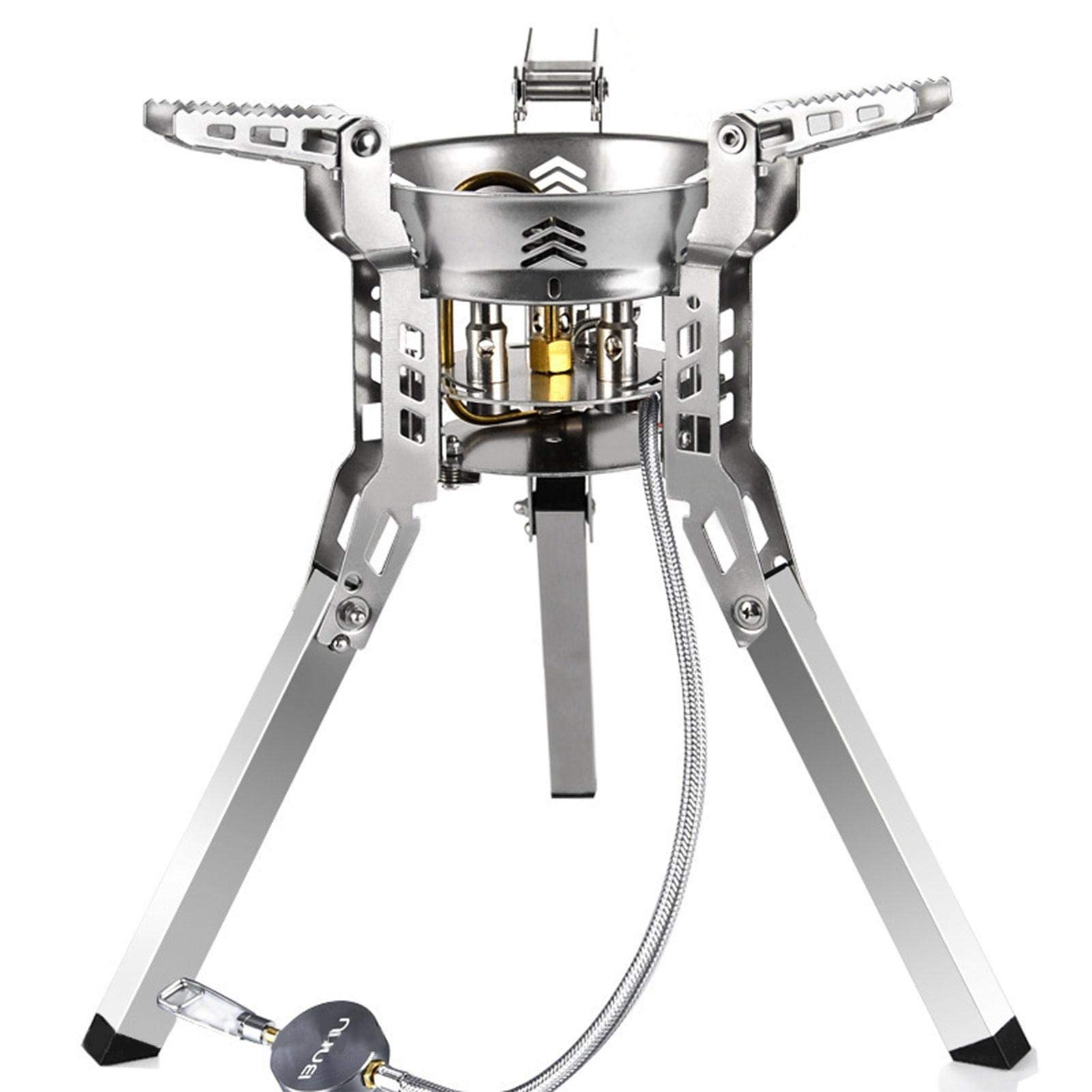 - Hornillo de camping - Quemador de cocina de alto rendimiento de 6800 W con encendido piezoeléctrico y bolsa de transporte - Hornillo portátil de camping con ajuste de potencia de fuego multinivel | con encendido piezoeléctrico y bolsa de transporte - Ho