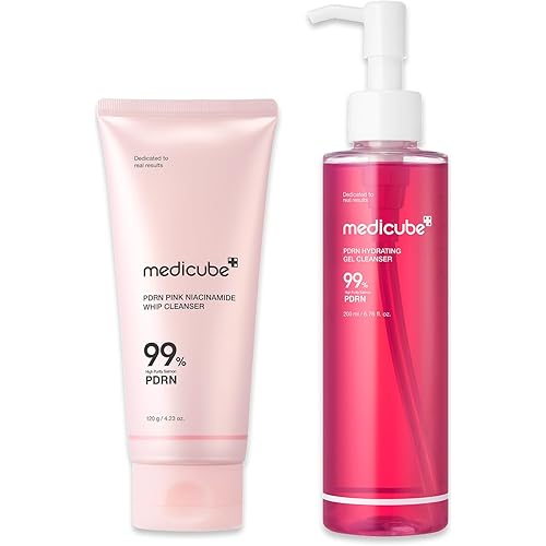 medicube Pink Cleanse & Glow Duo: PDRN Marshmallow Whip Cleanser and PDRN Jelly to Foam Cleanser | Daily Facial Wash for All Skin Types | For Clear Smooth Skin | Holiday Stocking Stuffers