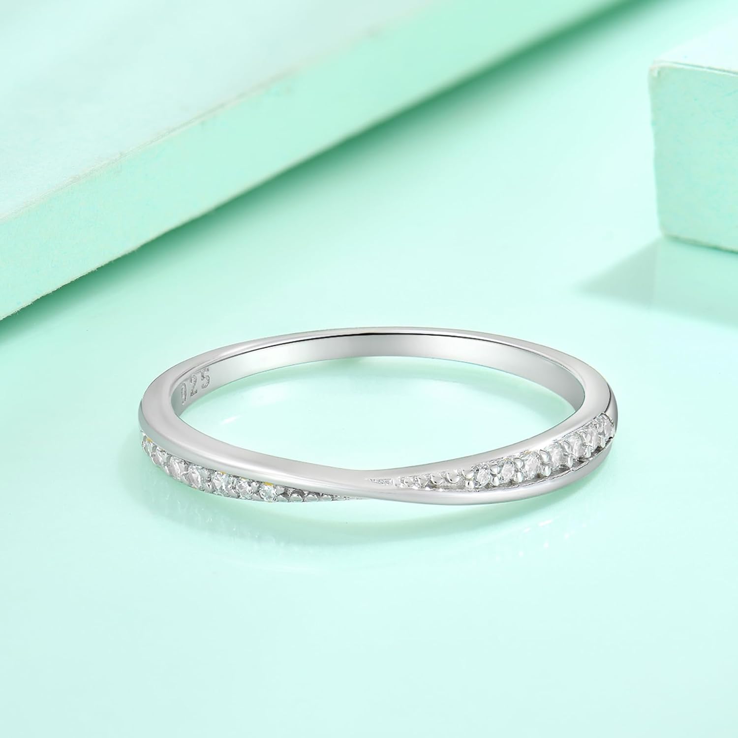 Stackable Wedding Band 925 Sterling Silver Promise Rings Engagement Anniversary Half Eternity Ring Birthstone Jewelry Gifts for Women Size 5-10 - Image 4