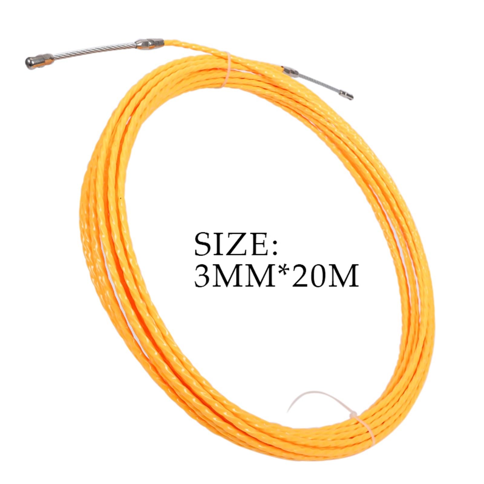 Outdoor Extension 3mm Fish Tape Cable Reel Puller Yellow Fiberglass Metal Wall Wire Conduit Electrical Wire Conduit Tool for Telecom Wall Solar sheathed(Color:20Meter)